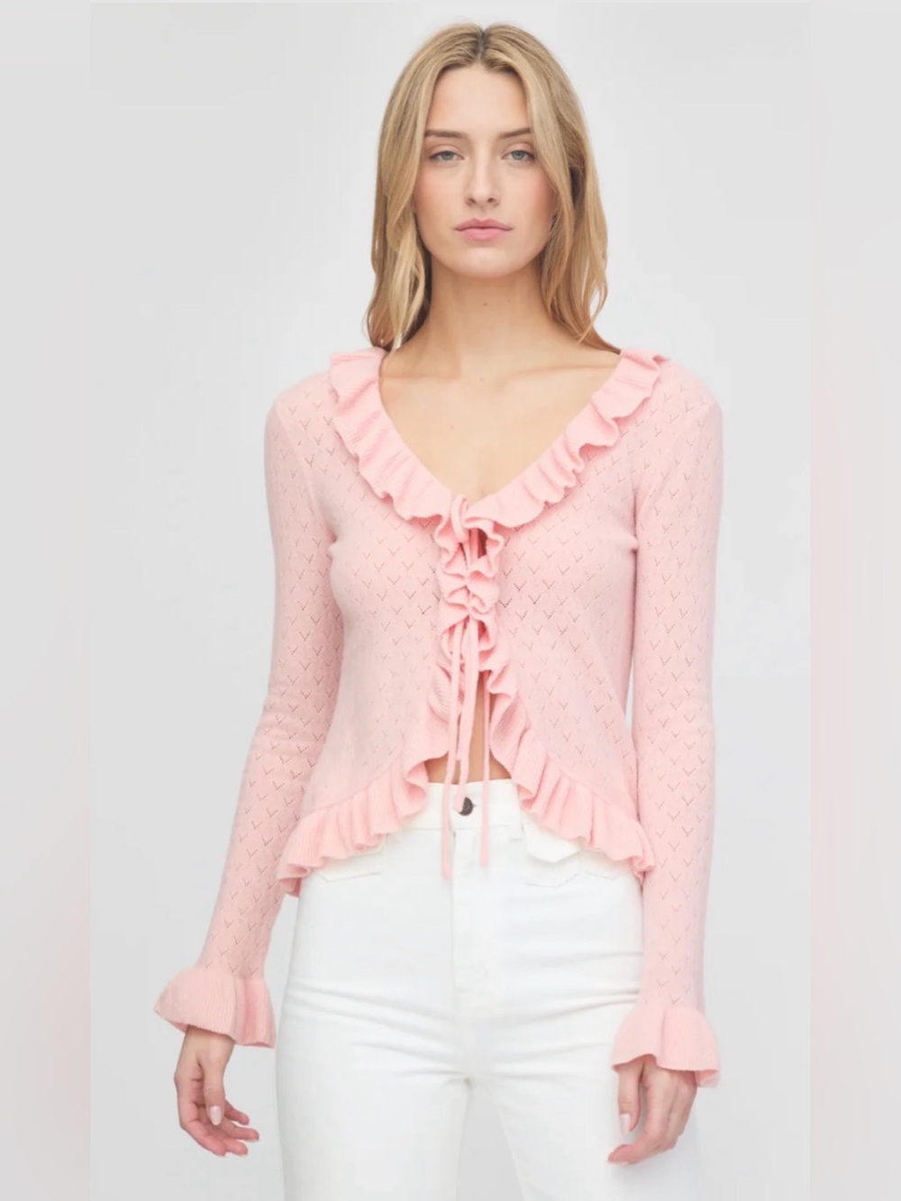 Hill House The Ray Top in Powder Pink Pointelle